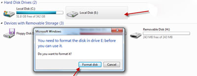 ổ cứng mất định dạng đòi format